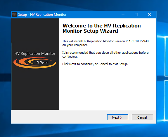 Select Next HV Replication Monitor setup wizard screenshot