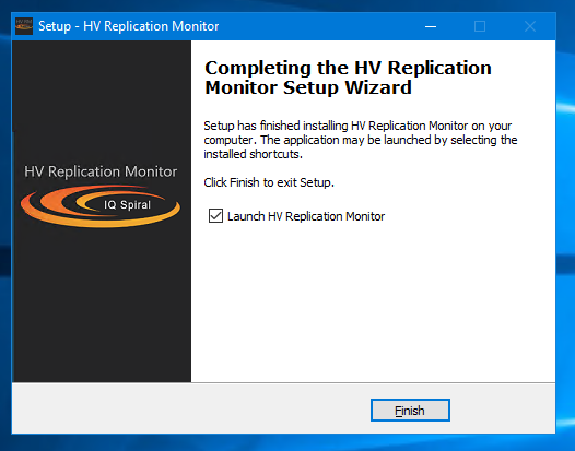 Select Finish HV Replication Monitor installation finish screenshot