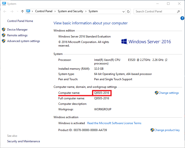 System Properties System Properties, getting the computer name
