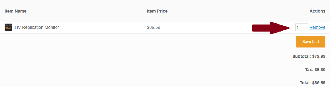 Shopping Cart Amount